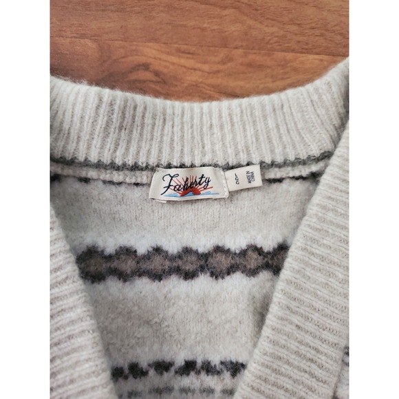 Faherty Cream and Brown Striped Cardigan - Picture 3 of 9